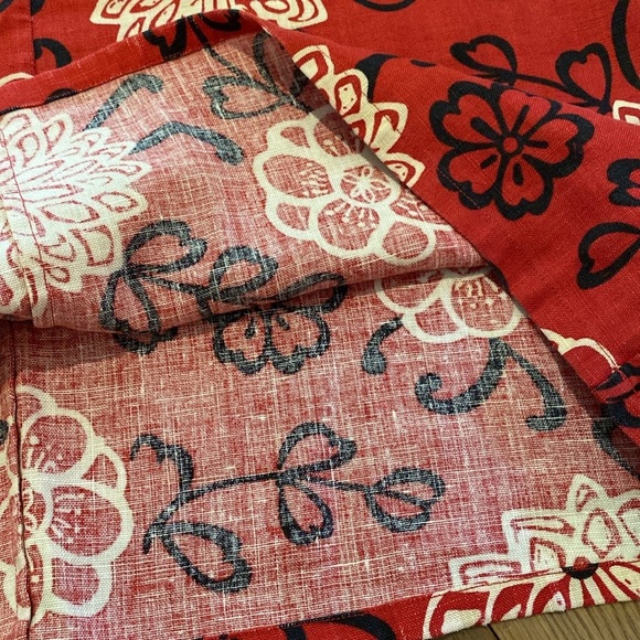 Harold’s Linen Maxi Skirt w Pockets Floral Red White Black Sz 6 - Picture 5 of 9